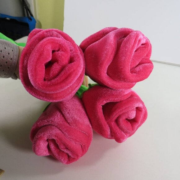 Plush (4) Fabric Pink Roses with strong bendable stems 20" long - Picture 2 of 7